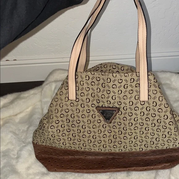 Guess Brown and Tan Logo Tote Bag - Picture 9 of 10